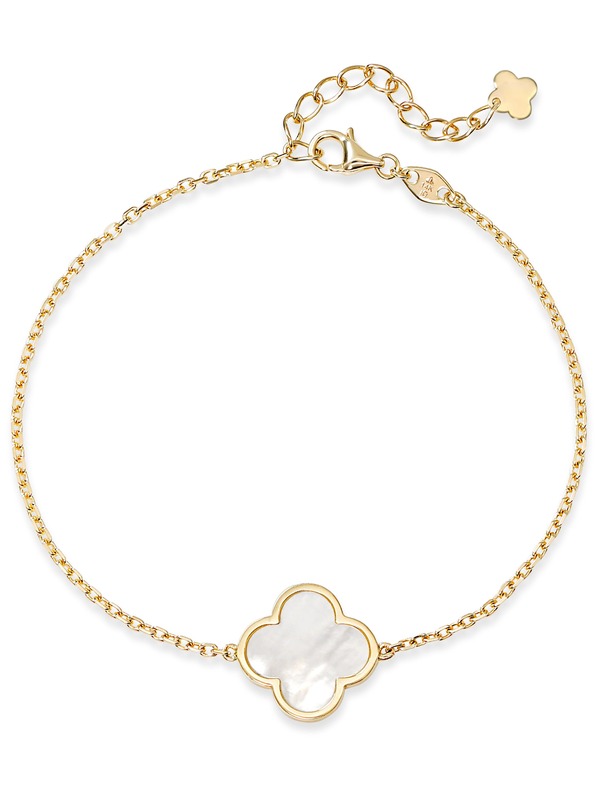 デヴァタ レディース アクセサリー ブレスレット・バングル・アンクレット DEVATA Mother of Pearl Clover Bracelet in 14K Gold 14mm Yellow Gold イエロー