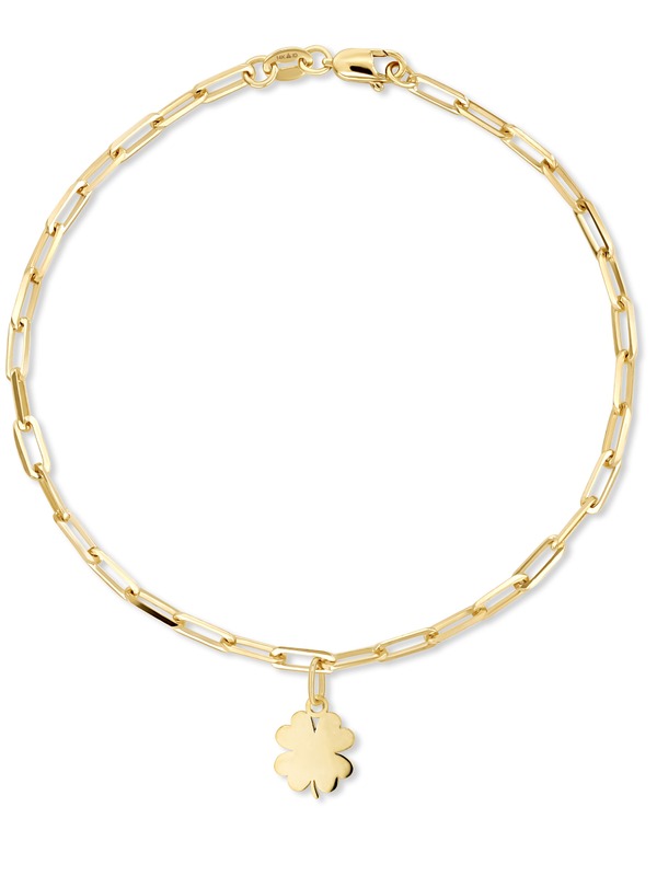 デヴァタ レディース アクセサリー ブレスレット・バングル・アンクレット DEVATA Clover Heart Charm with Paperclip Chain Bracelet in 14K Gold 7.5\