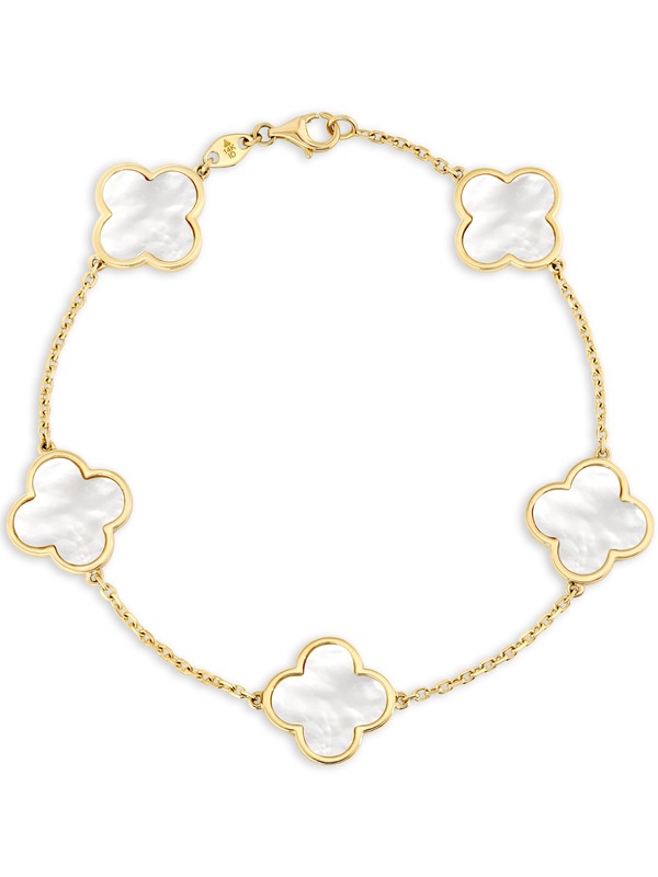 デヴァタ レディース アクセサリー ブレスレット・バングル・アンクレット DEVATA Mother of Pearl Clover Bracelets in 14K Gold 7\