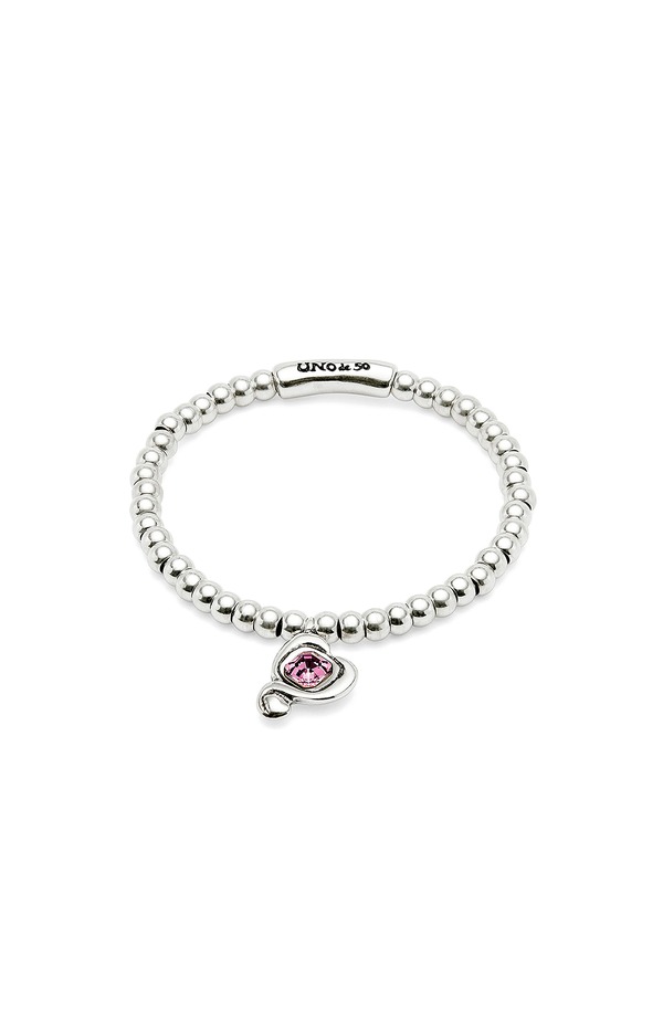 ウノデ 50 レディース アクセサリー ブレスレット・バングル・アンクレット UNODE50 Beaded Stretch Bracelet witheart and Pink Crystal Silver シルバー