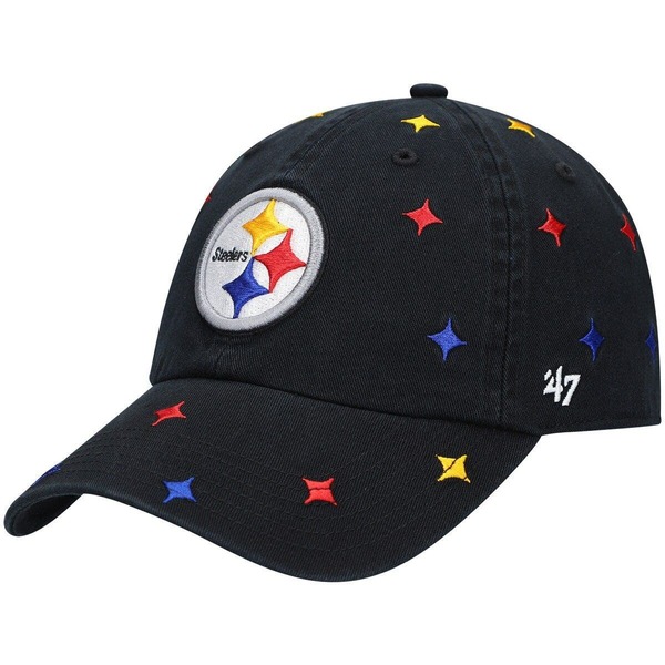 フォーティーセブン レディース アクセサリー 帽子 Tシャツ Women's '47 Black Pittsburgh Steelers Multi Confetti Clean Up Adjustable Hat Black ブラック