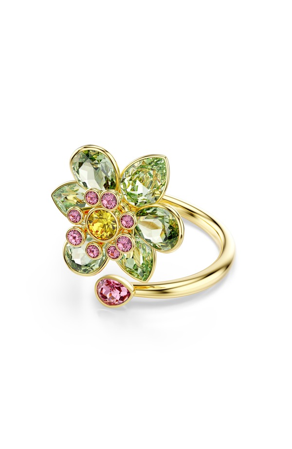 スワロフスキー レディース アクセサリー 指輪 Swarovskidyllia Crystal Flower Bypass Ringreen グリーン