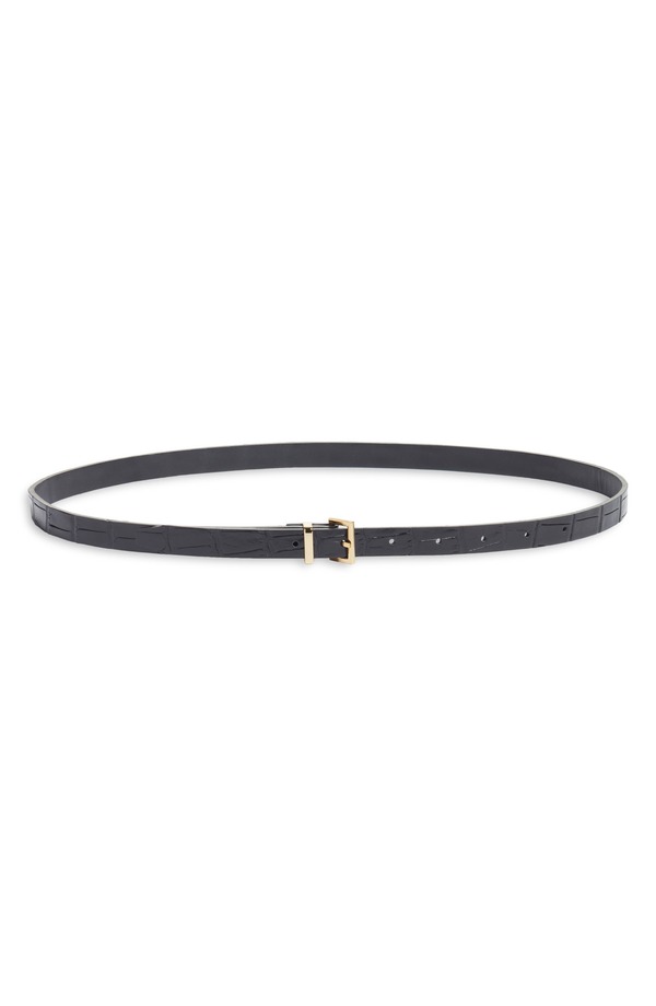 フレーム レディース アクセサリー ベルト プチ レザー FRAME The Petite Croc Embossed Leather Belt Black ブラック｜ReVida 店