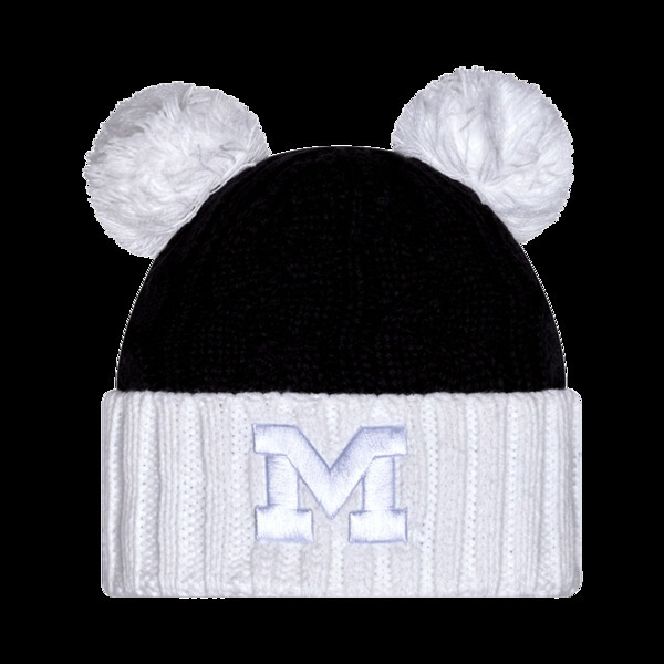 ニューエラ レディース アクセサリー 帽子 ニット Women's New Era Navy Michigan Wolverines Tonal Cuffed Knit Hat with Double Poms Navy ネイビー