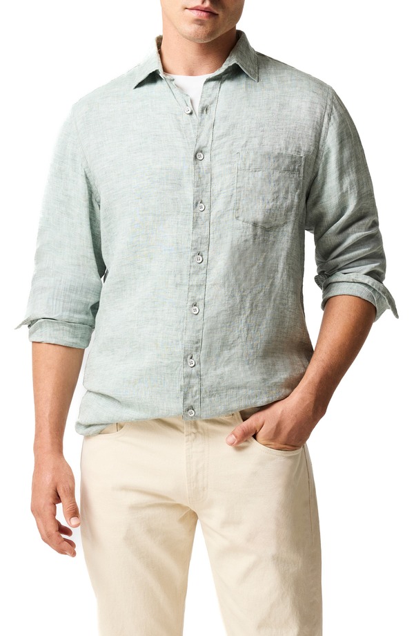 ロッドアンドグン メンズ トップス プルオーバー リネン Rodd \u0026 Gunn Coromandel Button-Up Linen Shirt Moss