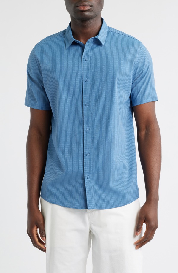 ローアク メンズ トップス シャツ Roark Bless Up Short Sleeve Button-Up Shirt Steel Blue ブルー