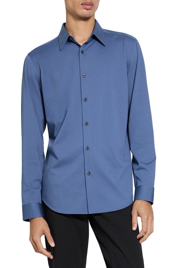 セオリー メンズ トップス シャツ ニット Theory SylvainD Structure Knit Button-Up Shirt Bering - 0Cs