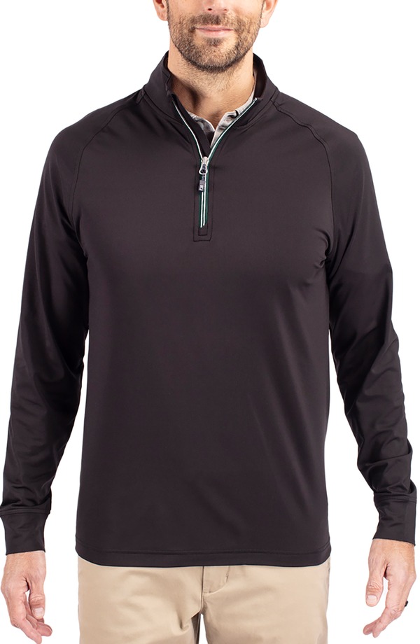 裁断師アンドうしろ側 メンズ アウター パーカー・スウェット ハーフジップ 編み物 Cutter \u0026 Buck Adapt Knit Quarter Zipullover Black/Hunter 黒いこと