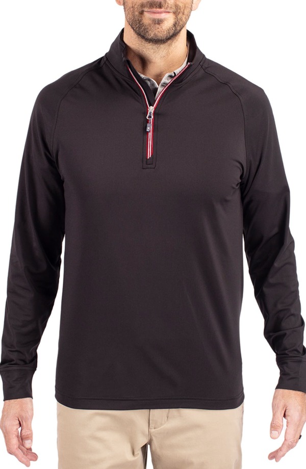 裁断師アンドうしろ側 メンズ アウター パーカー・スウェット ハーフジップ 編み物 Cutter \u0026 Buck Adapt Knit Quarter Zipullover Black/Red 黒いこと