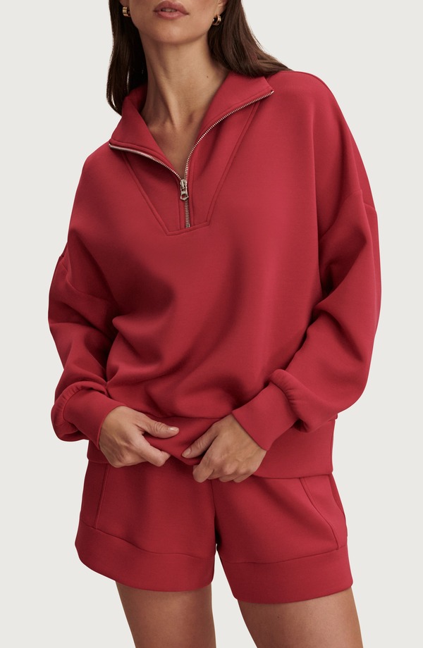 バーレイ レディース アウター パーカー・スウェット シャツ Varley Hawley Half-Zip Sweatshirt Rich Raspberry