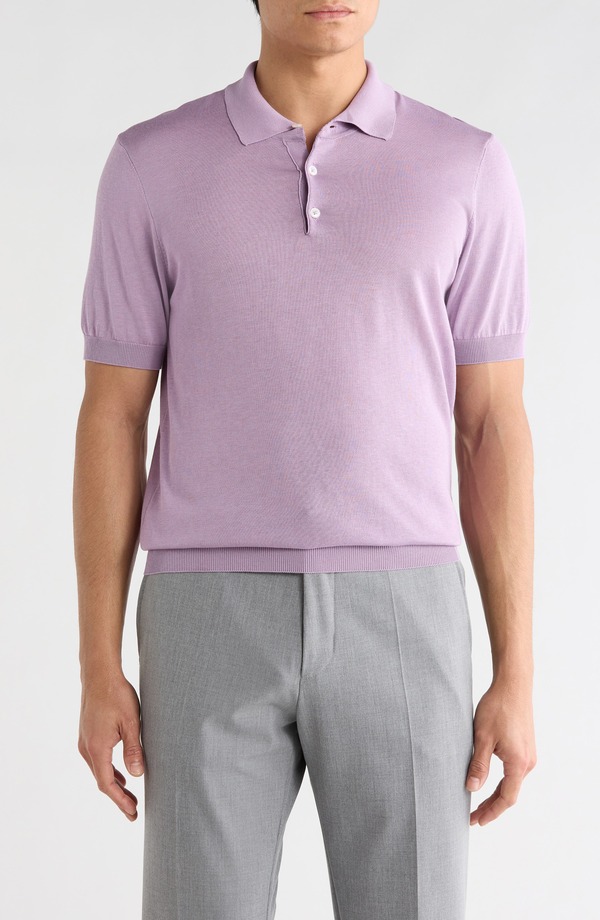 ジャックビクター メンズ トップス ポロシャツ シルク コットン Jack Victor Tupper Organicotton & Silk Polo Lilac ライラック