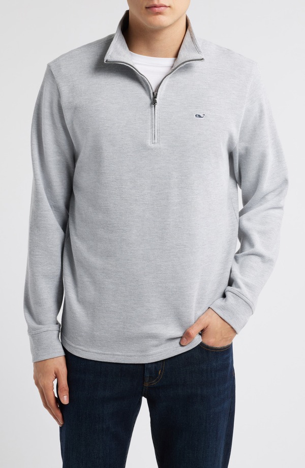 ヴァインヤードヴァインズ メンズ アウター パーカー・スウェット ハーフジップ vineyard vinesaltwater Stripe Quarter Zipullover Granite ストライプ