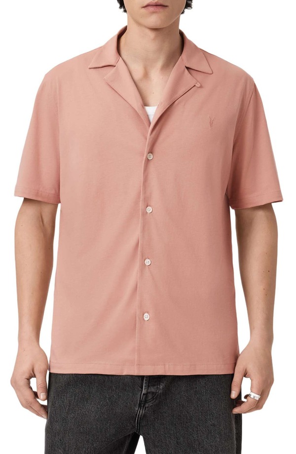 オールセインツ メンズ トップス プルオーバー AllSaints Hudson Camp Shirt Sunbaked Pink さくら色