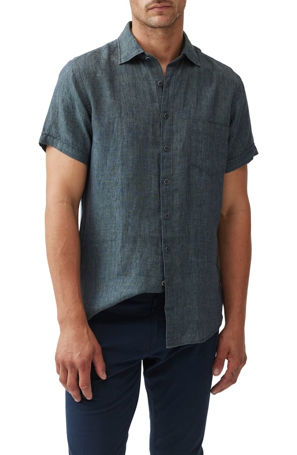 ロッドアンドグン メンズ トップス プルオーバー リネン Rodd \u0026 Gunn Palm Beach Sports Fit Short Sleeve Linen Button-Up Shirt Ash 木灰