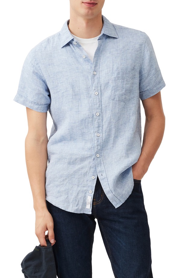 ロッドアンドグン メンズ トップス シャツ リネン Rodd & Gunn Palm Beach Sports Fit Short Sleeve Linen Button-Up Shirt Denim デニム