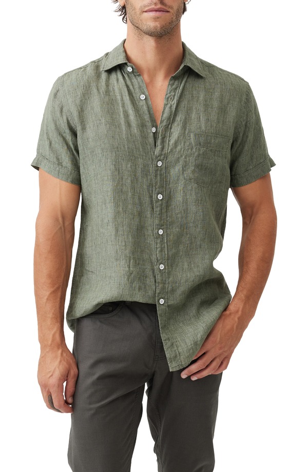 ロッドアンドグン メンズ トップス プルオーバー リネン Rodd \u0026 Gunn Palm Beach Sports Fit Short Sleeve Linen Button-Up Shirt Kelp