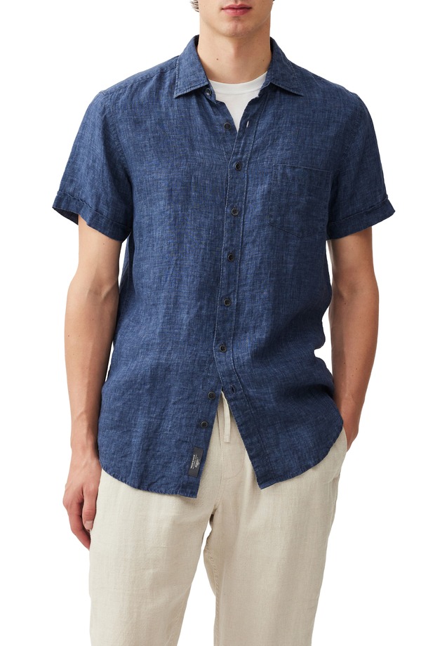 ロッドアンドグン メンズ トップス プルオーバー リネン Rodd \u0026 Gunn Palm Beach Sports Fit Short Sleeve Linen Button-Up Shirt Marine