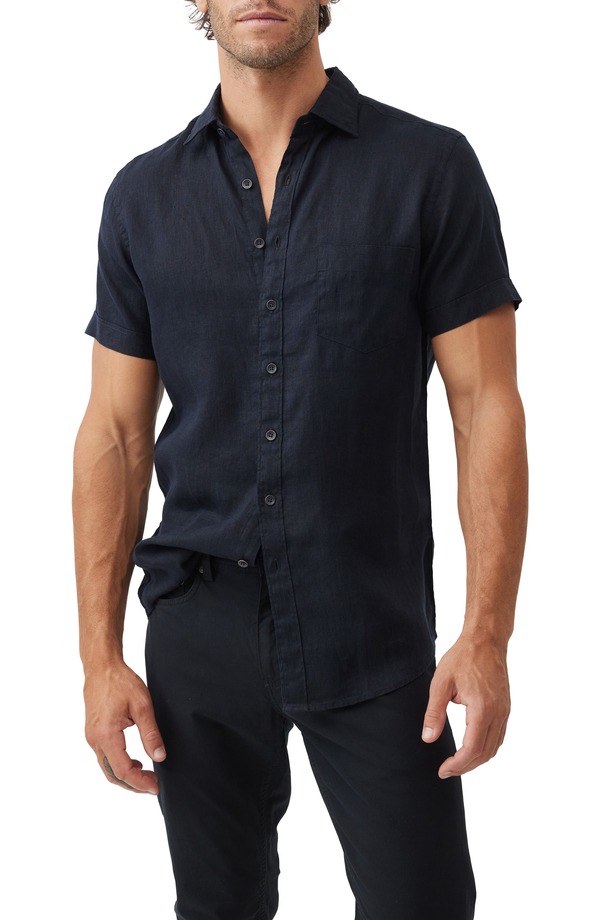ロッドアンドグン メンズ トップス プルオーバー リネン Rodd \u0026 Gunn Palm Beach Sports Fit Short Sleeve Linen Button-Up Shirt Midnight