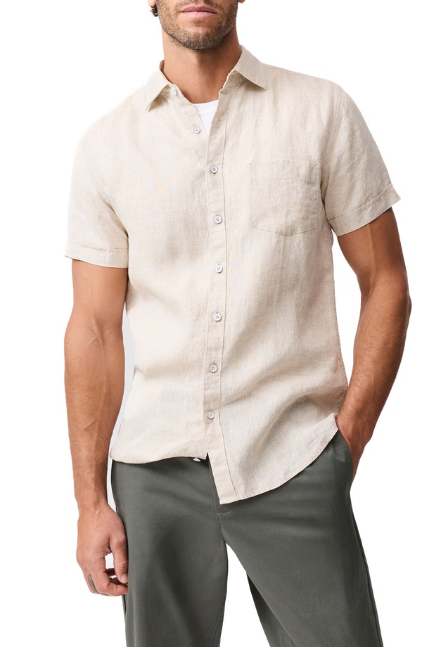 ロッドアンドグン メンズ トップス シャツ リネン Rodd & Gunn Palm Beach Sports Fit Short Sleeve Linen Button-Up Shirt Oatmeal オートミール