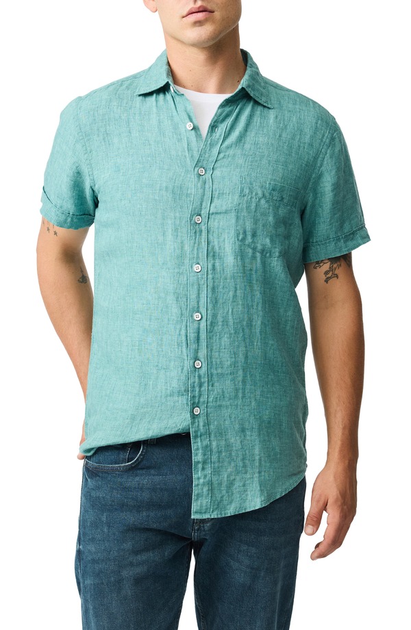 ロッドアンドグン メンズ トップス プルオーバー リネン Rodd \u0026 Gunn Palm Beach Sports Fit Short Sleeve Linen Button-Up Shirt Savannah