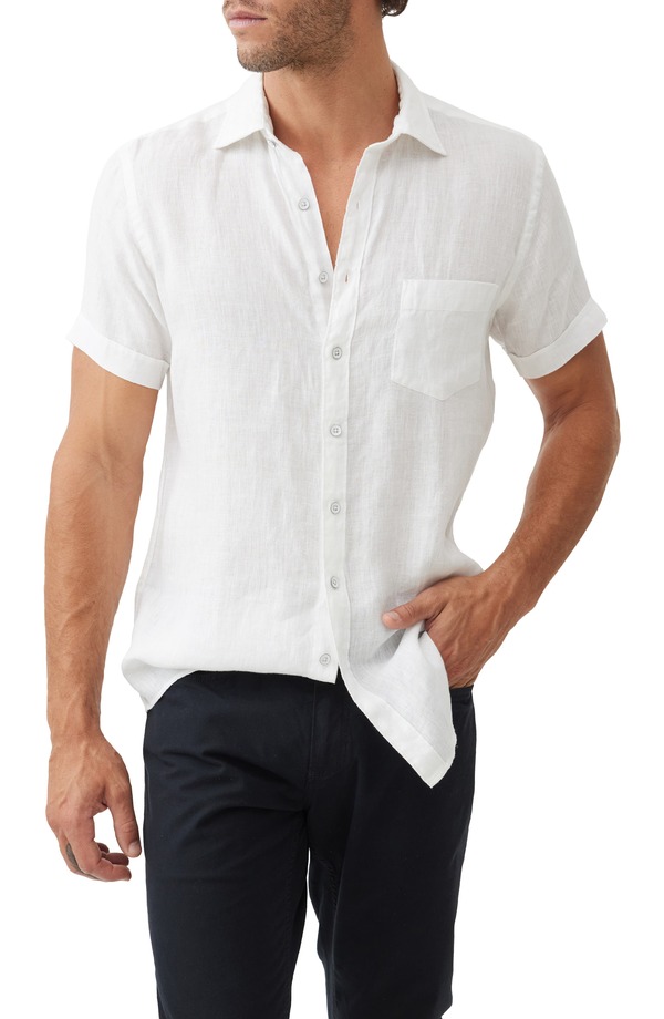 ロッドアンドグン メンズ トップス プルオーバー リネン Rodd \u0026 Gunn Palm Beach Sports Fit Short Sleeve Linen Button-Up Shirt Snow
