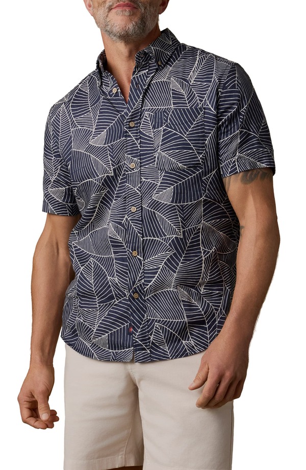 ファレティ メンズ トップス シャツ ダウン Faherty Breeze Short Sleeve Button-Down Shirt Dark Ocean Leaves