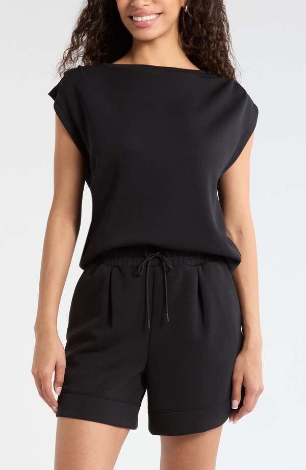 ゼラ レディース アウター パーカー・スウェット ニット Zella Ultra Soft Knit Gathered Shoulder Top Black ブラック|ReVida 店