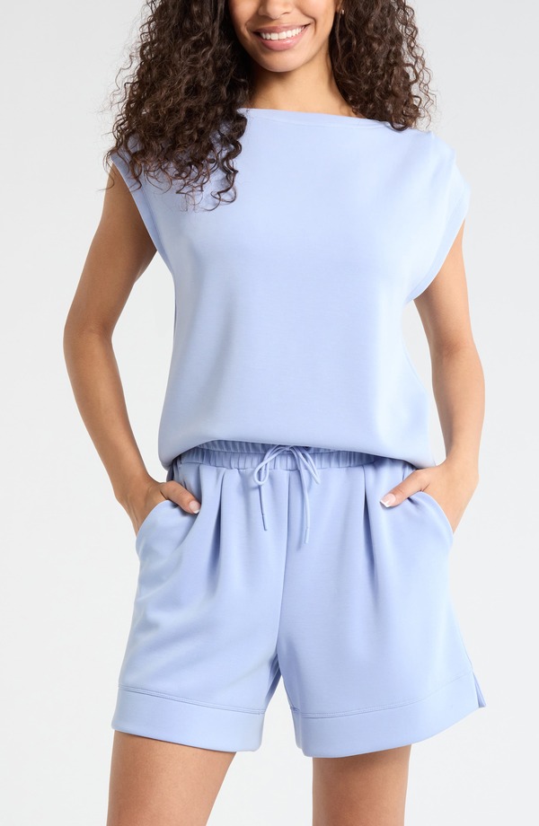 ゼラ レディース アウター パーカー・スウェット ニット Zella Ultra Soft Knit Gathered Shoulder Top Blue Stork ブルー｜ReVida 店 12,030円
