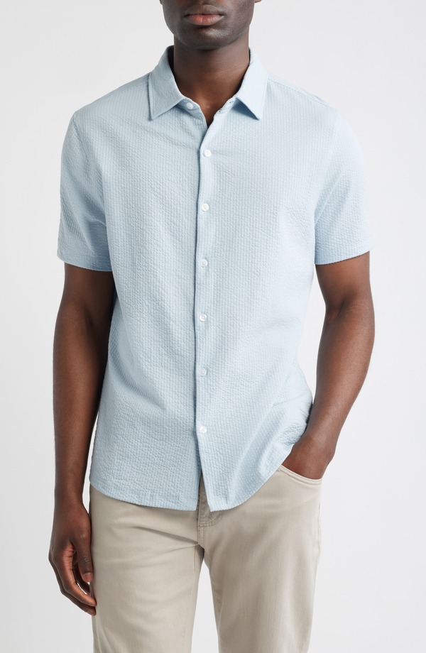 ロバートバラケット メンズ トップス シャツ ニット Robert Barakett Manny Short Sleeve Knit Button-Up Shirt Fresh Blue ブルー