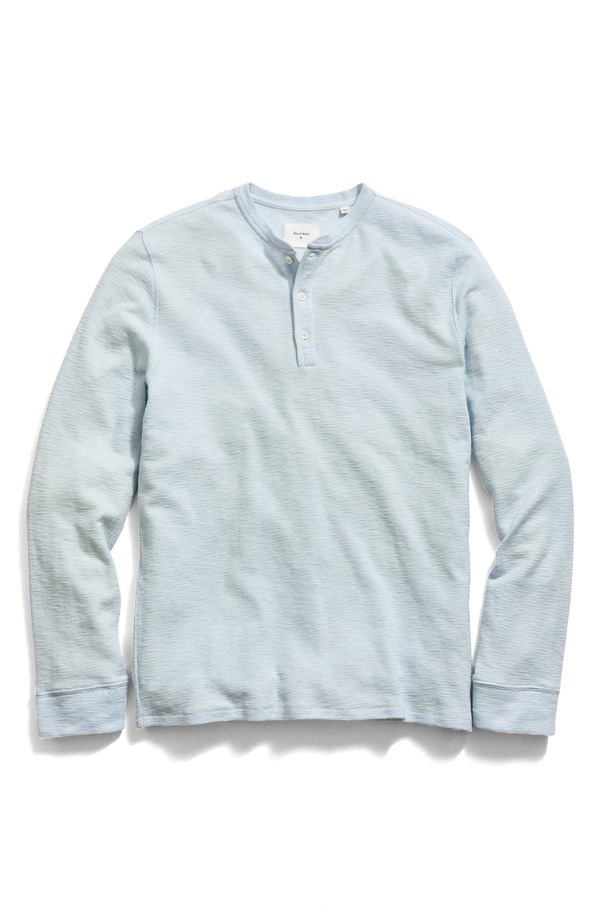 ビリーレイド メンズ トップス Tシャツ Billy Reid Slub Tuck Henley Blue ブルー