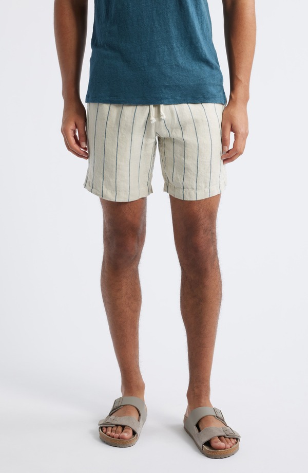 アレックス起重機 メンズ ボトムス 二分の一ズボン下・さる股引き 遊撃手ズボン下 リネン ALEX CRANE Bo Linen Drawstring Shorts Rio