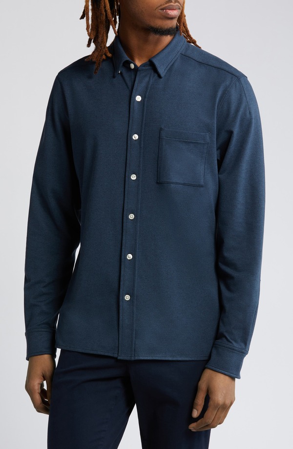 ローヌ メンズ トップス プルオーバー 編み物 Rhone WFH Knit Button-Up Shirt Navy 米国海軍