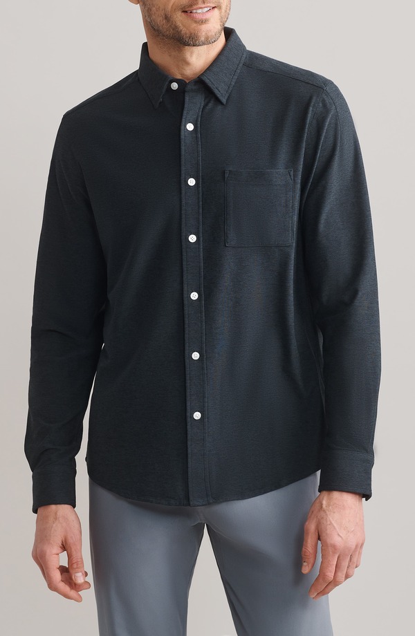 ローヌ メンズ トップス プルオーバー 編み物 Rhone WFH Knit Button-Up Shirtrue Black 黒いこと