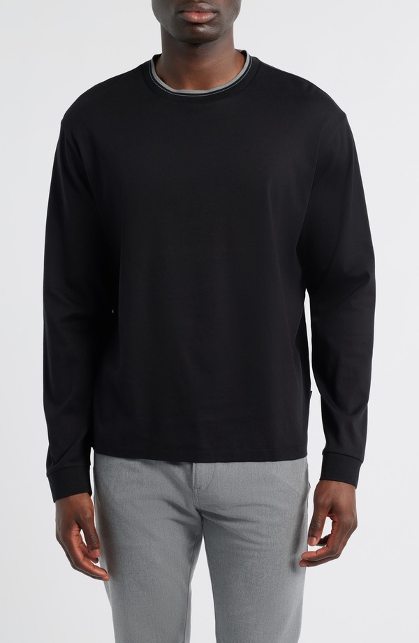 ボス メンズ トップス Tシャツ クルーネック トール コットン BOSS Talley Cotton Crewneck Top Black ブラック