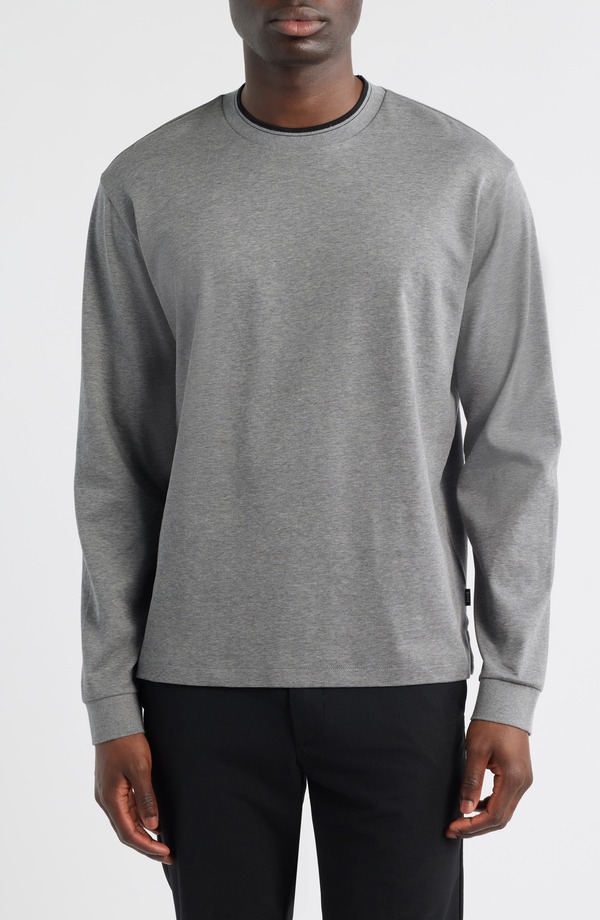 ボス メンズ トップス Tシャツ クルーネック トール コットン BOSS Talley Cotton Crewneck Top Medium Grey グレー