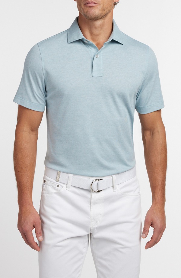 デイビッドドナヒュー メンズ トップス ポロシャツ コットン Davidonahue Connery Cotton Polo Beach Glass