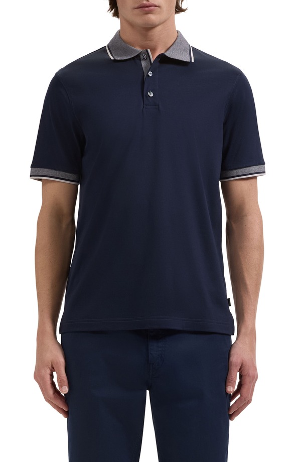 ブガッチ メンズ トップス ポロシャツ コットン Bugatchi Tipped Pima Cotton Piqu Polo Navy ネイビー
