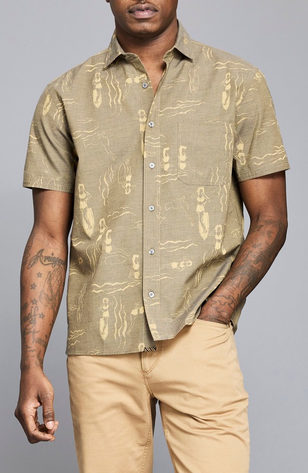 ビリーレイド メンズ トップス シャツ Billy Reid Surf Ladies Mlange Short Sleeve Button-Up Shirt Asphalt