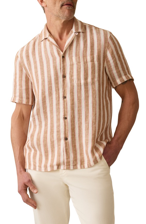 ファレティ メンズ トップス プルオーバー リネン Faherty Palma Stripe Linen Camp Shirt Sienna Valley Stripe 縞模様
