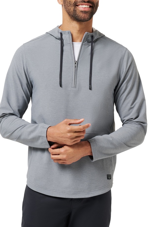 トラビスマヒュー メンズ アウター パーカー・スウェット ハーフジップ TravisMathew Valley View Quarter Zip Hoodie Heather Grey 薄墨色