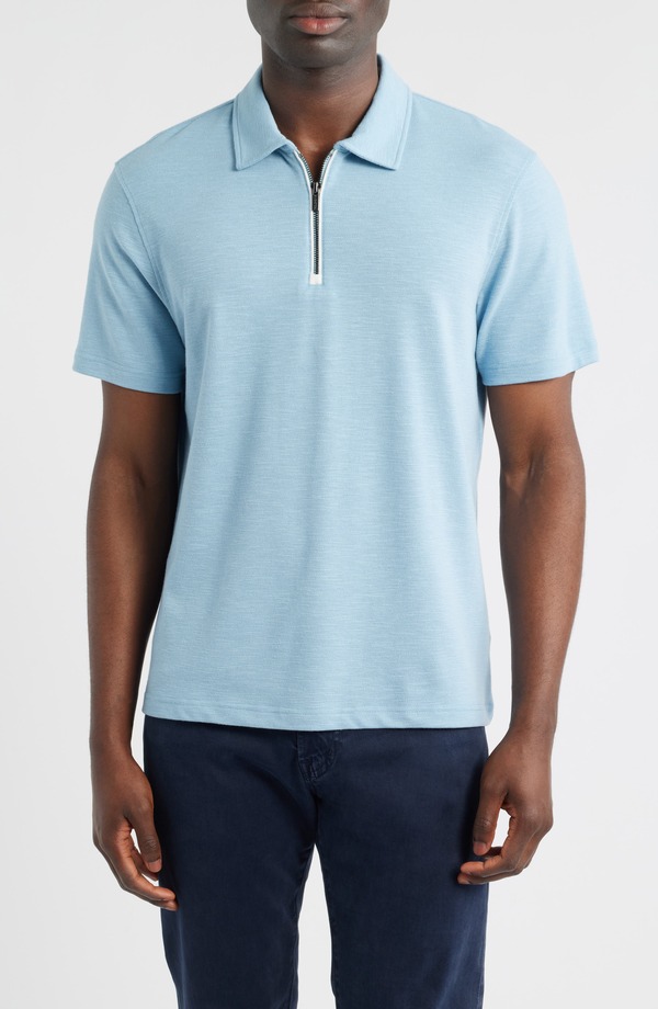 ブガッチ メンズ トップス ポロシャツ ハーフジップ Bugatchi Quarter Zipolo Ether