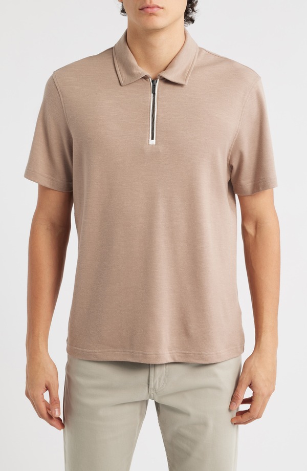 ブガッチ メンズ トップス ポロシャツ ハーフジップ Bugatchi Quarter Zipolo Taupe トープ