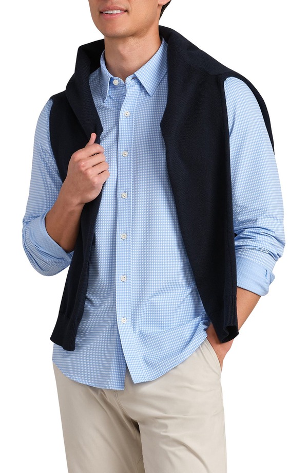 ローヌ メンズ トップス シャツ スリムフィット ギンガムチェック ギンガム Rhone Commuter Slim Fit Gingham Check Performance Button-Up Shirt Light Blue Gingham ブルー