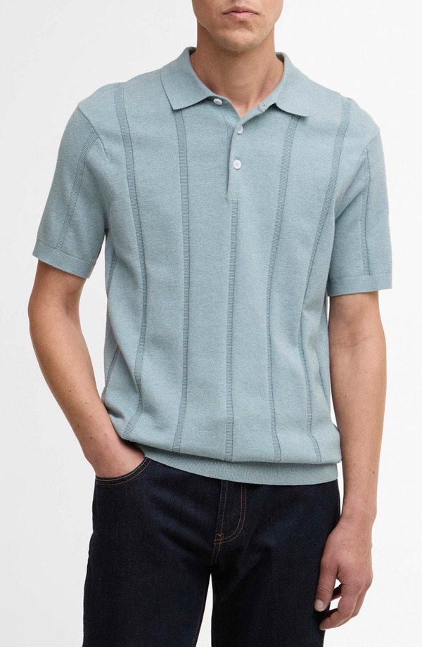 バブアー メンズ トップス ポロシャツ Barbour Wellburn Rib Polo Slate スレート