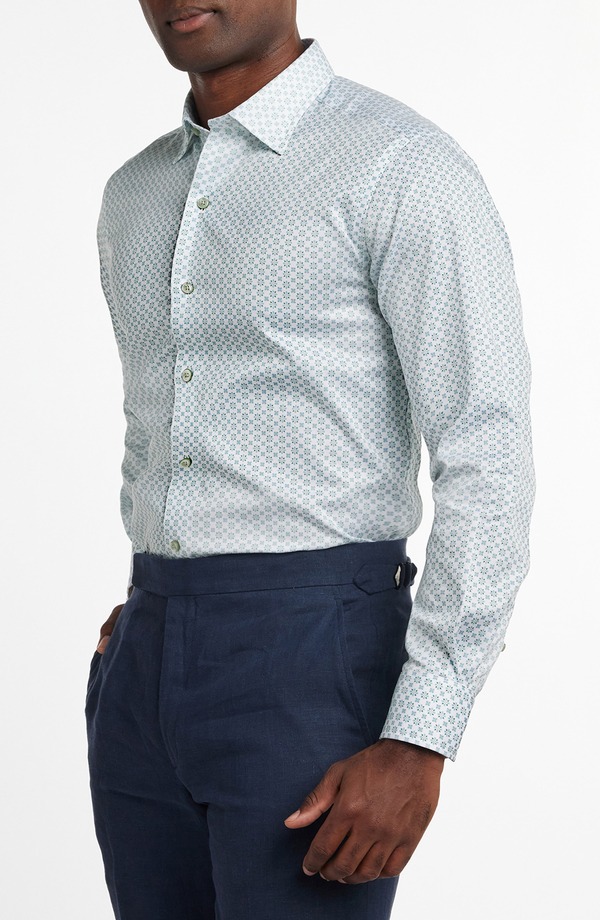 デイビッドドナヒュー メンズ トップス シャツ プリント Davidonahue Neat Print Sport Shirt White/ Pistachio ホワイト