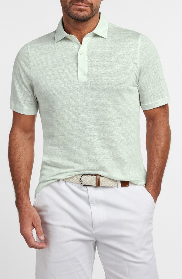 デイビッドドナヒュー メンズ トップス ポロシャツ リネン Davidonahue Weekend Linen Polo Beach Glass