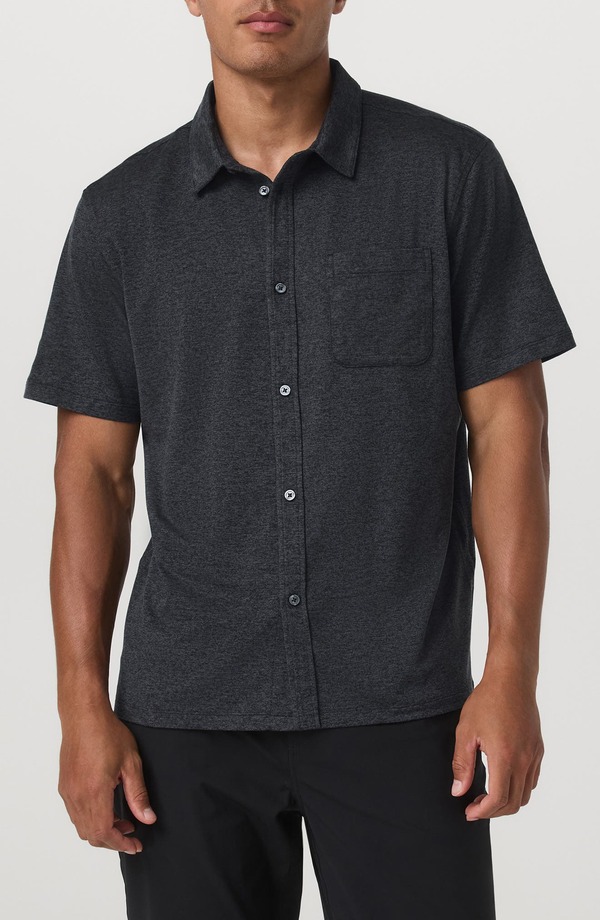 ビュオーリ メンズ トップス シャツ Vuori Ponto Short Sleeve Performance Button-Up Shirt Charcoal Heather チャコール