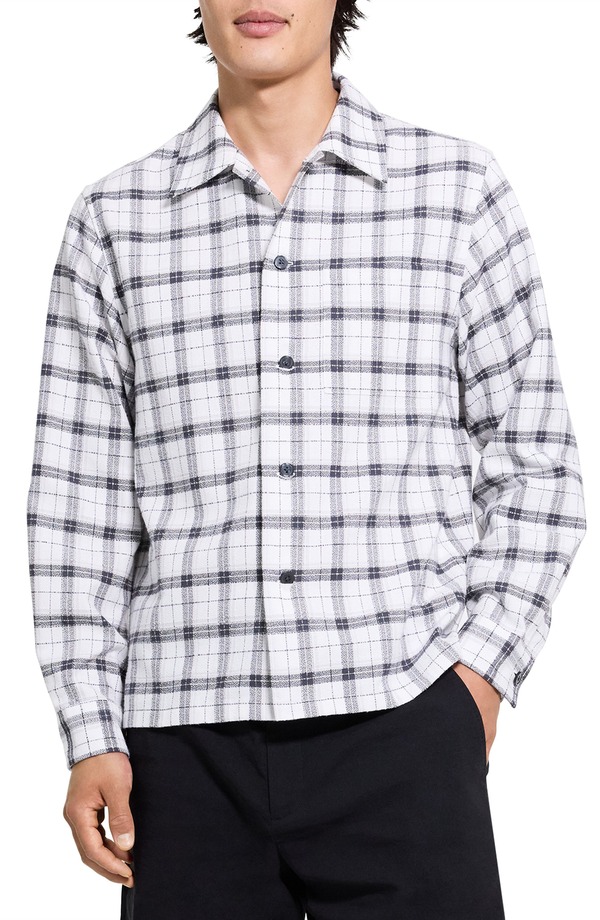 行動論理 メンズ トップス プルオーバー Theory Lightweight Ridge Check Button-Up Shirt Black Multi 黒いこと