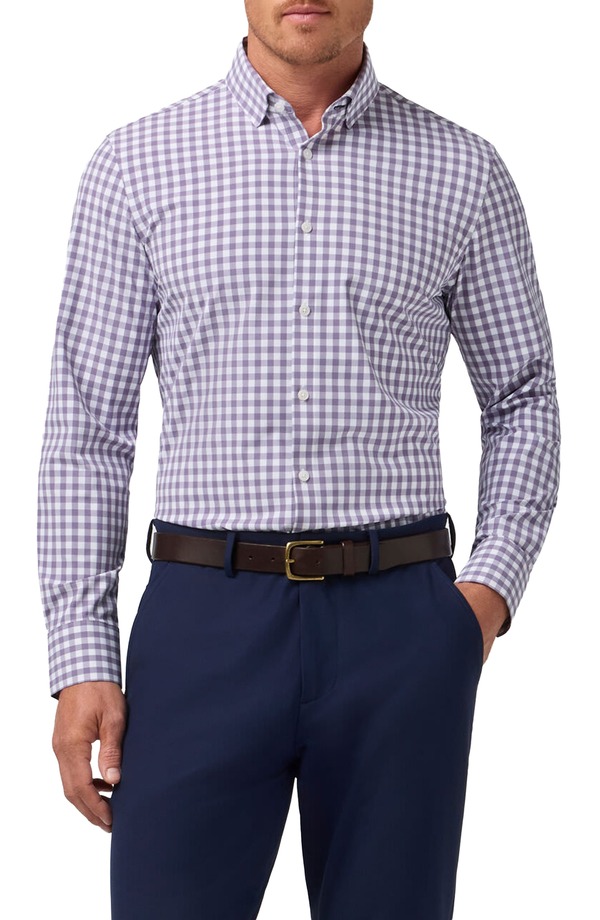 ミズンメイン メンズ トップス プルオーバー Mizzen+Main Leeward Trim Fit Performance Button-Up Shirt Purple Dusk Madison Check パープル