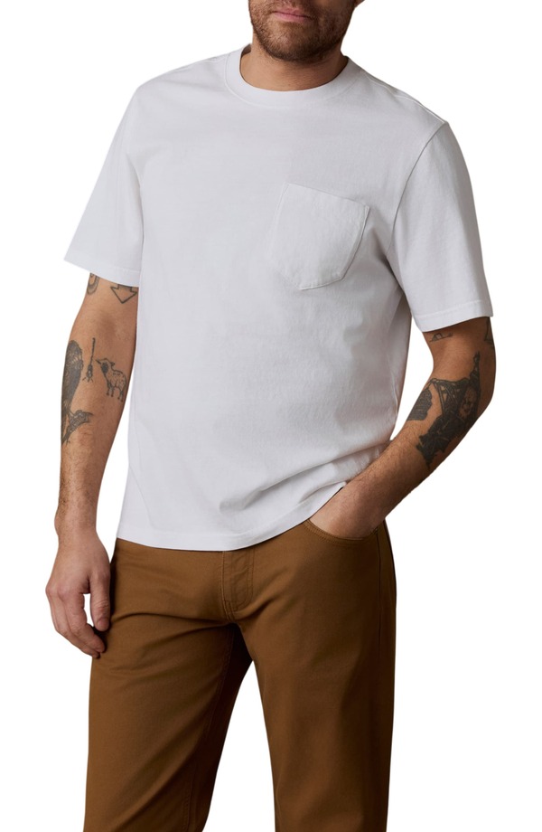 ファレティ メンズ トップス Tシャツ コットン Faherty Patch Pocket Cotton T-Shirt Pure White ホワイト 17,986円